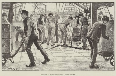 Dockers at Work、貨物の荷を下ろす 作： William Douglas Almond